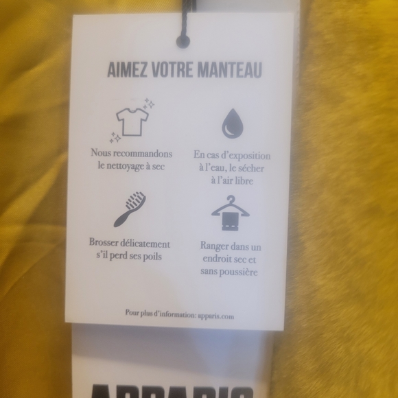 APPARIS mustard Yellow Beautiful Fur Coat. NWT. Brand New. Apparis Winter Coat - Picture 8 of 8